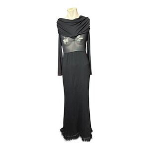 Black Sheer Panel Maxi Dress – Size L